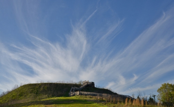 A view of the Great Temple Mound's staircase on Easter weekend 2015. Photo credit: National Park Service.